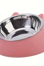 Temu Elevated Stainless Steel Cat Bowl - Pink