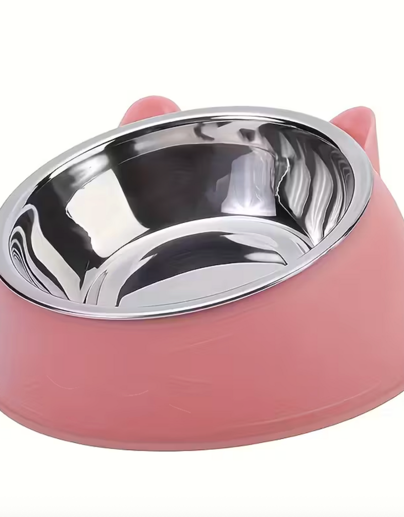 Temu Elevated Stainless Steel Cat Bowl - Pink