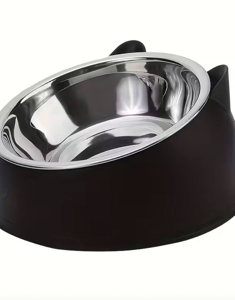 Temu Elevated Stainless Steel Cat Bowl - Black