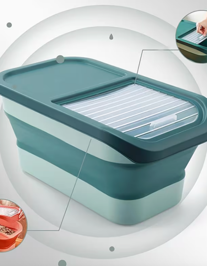 Temu Foldable Dog Food Storage Container with Flip Lid 12-15kg - Grey