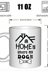 Temu Dog Lover Mug - Paw Print & Bone Design with "Home is Where my Dog is"