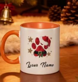 Temu Paw Print Christmas Mugs - Assorted Patterns & Christmas Sayings