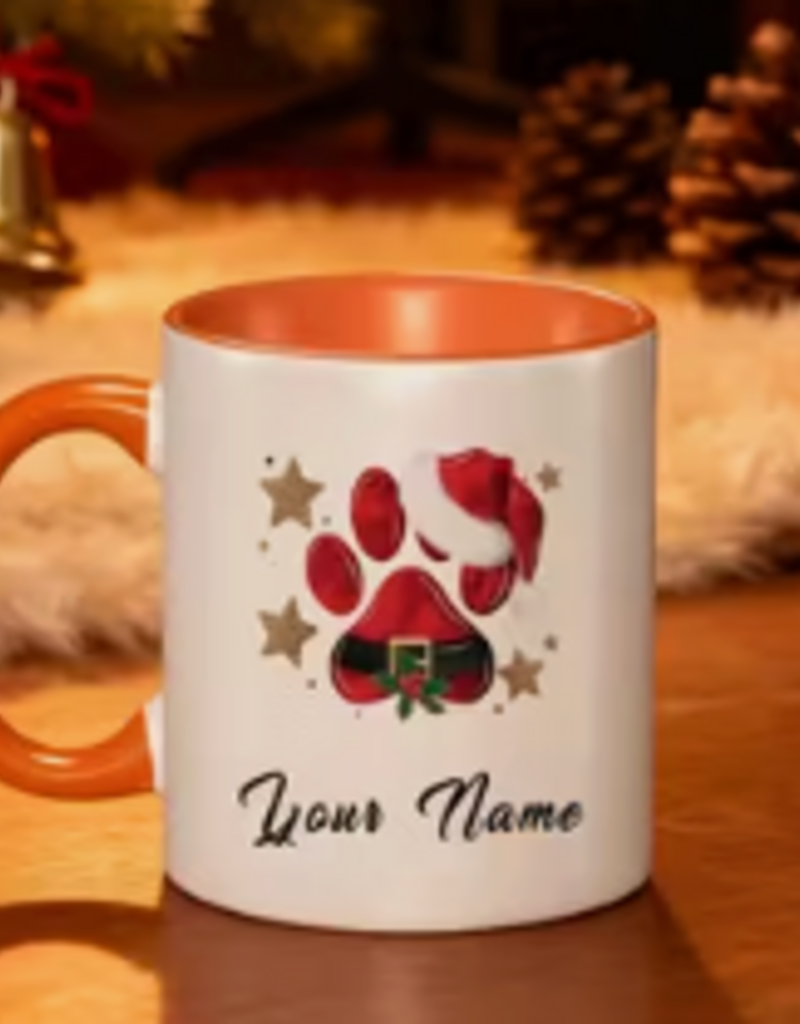 Temu Paw Print Christmas Mugs - Assorted Patterns & Christmas Sayings