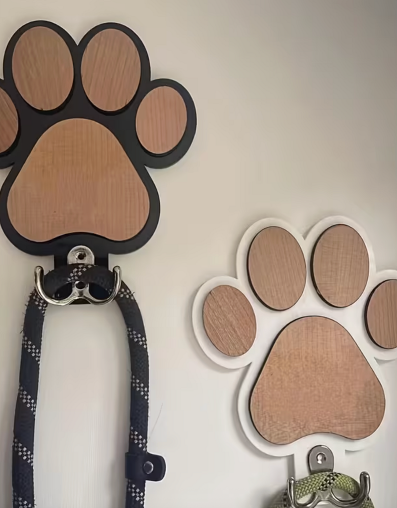 Temu Wooden Paw Print Wall Hook - Assorted Colours 1pc.