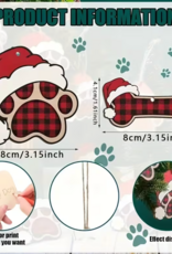 Temu Wooden 2D Flat Ornament - Assorted Christmas Paw Print or Bone 1pc.
