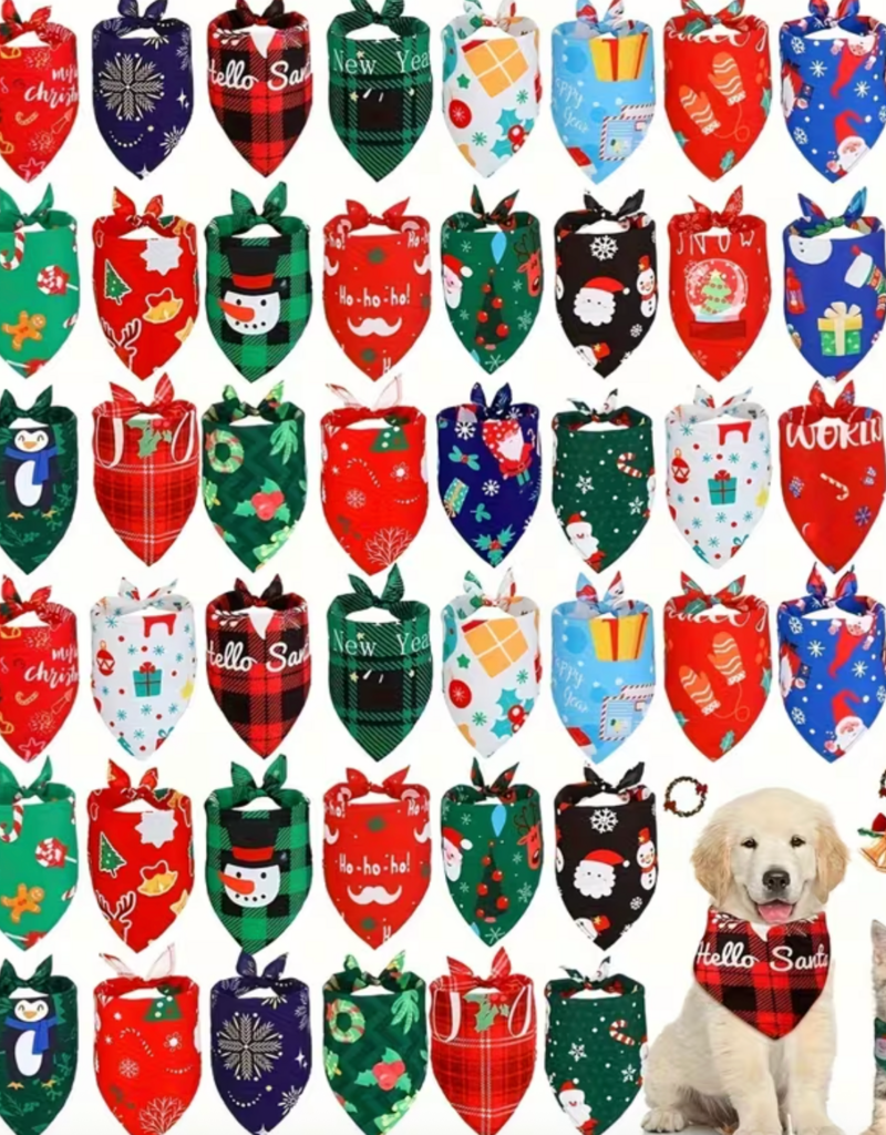Temu Christmas Bandana - One Size (25.6x17.7") - Assorted Patterns 1pc.