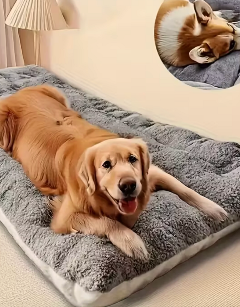 Temu Plush Rectangular Pet Bed  47.2in x 23.6in - Grey