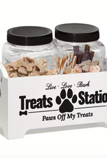 Temu Wooden Treat Station with Dog Treat Containers - White