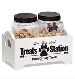 Temu Wooden Treat Station with Dog Treat Containers - White