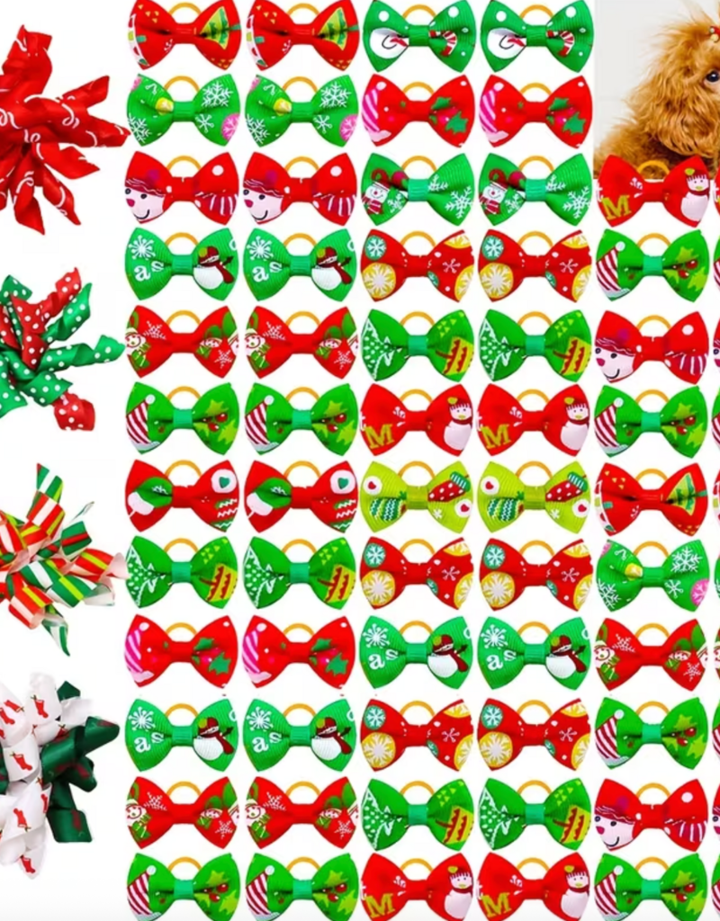 Temu Assorted Christmas Bows & Ribbon Spirals 1pc