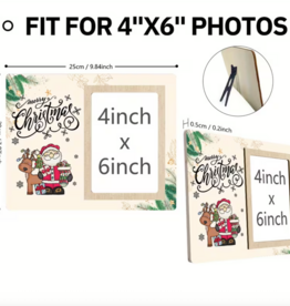 Temu Wooden Photo Frame - Merry Christmas with Santa 1pc