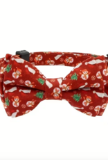 Temu Adjustable Cat Collar with Bell & Bowtie - Christmas Pattern Burgundy 1pc.