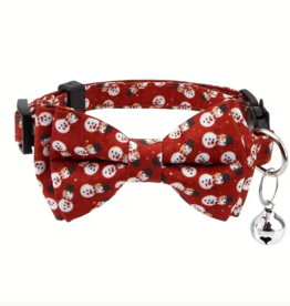 Temu Adjustable Cat Collar with Bell & Bowtie - Christmas Pattern Red 1pc.