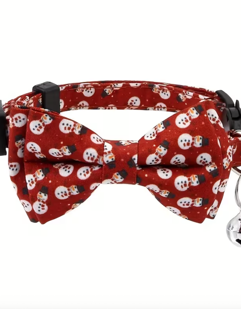 Temu Adjustable Cat Collar with Bell & Bowtie - Christmas Pattern Red 1pc.