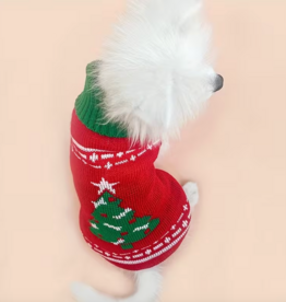 Temu Christmas Sweater - Red & Green Tree - Small