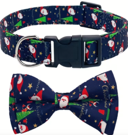 Temu Adjustable Dog Collar - Christmas Pattern - Black - Small