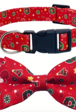 Temu Adjustable Dog Collar - Christmas Pattern - Red - Large