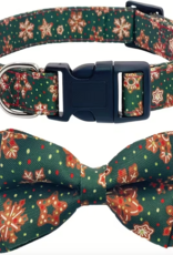 Temu Adjustable Dog Collar - Christmas Pattern - Dark Green - Large
