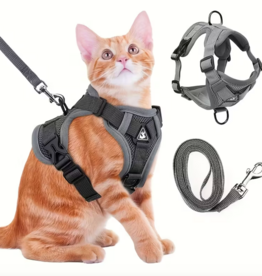 Temu Cat Harness with Leash - Grey - Large