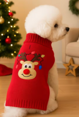 Temu Christmas Sweater - Red with Reindeer - Small