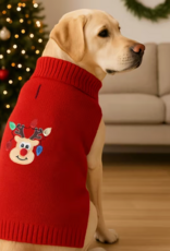 Temu Christmas Sweater - Red with Reindeer - Large