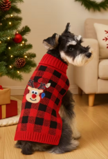 Temu Christmas Sweater - Checkered Red with Reindeer - Small