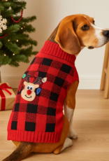 Temu Christmas Sweater - Checkered Red with Reindeer - XXLarge