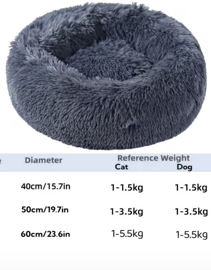 Temu Round Plush Pet Bed - Dark Grey - Small