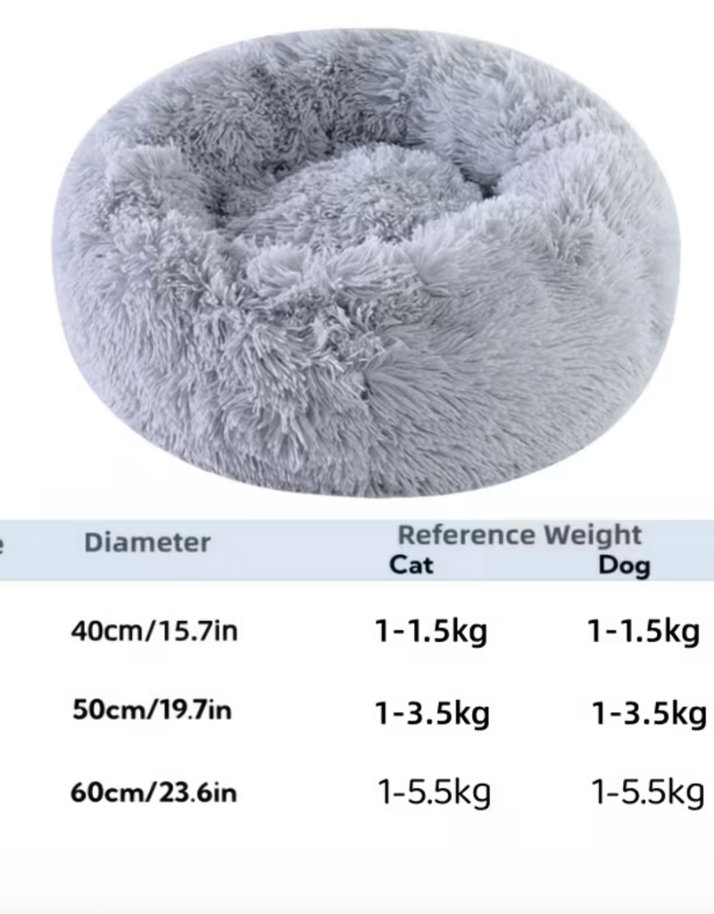 Temu Round Plush Pet Bed - Light Grey - Medium