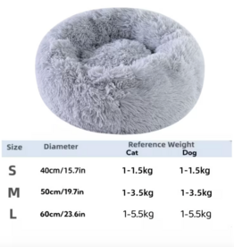 Temu Round Plush Pet Bed - Light Grey - Large