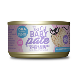 tiki Tiki Cat Baby Pate Chicken & Chicken Liver Recipe for Kittens 4+ Weeks Wet Cat Food 2.4oz