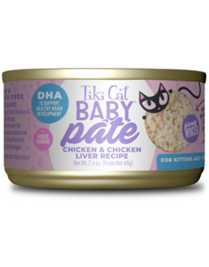 tiki Tiki Cat Baby Pate Chicken & Chicken Liver Recipe for Kittens 4+ Weeks Wet Cat Food 2.4oz