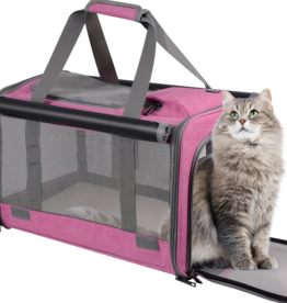 Temu Soft-Sided Foldable Cat Carrier for Medium to Large Cats - Pink