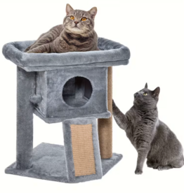 Temu PawHut Cat Tree with Perch, Scratching Post & Cat Condo - Grey