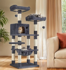 Temu Multi-Level Cat Tree Condo with Perches Scratching Posts - Smokey Gray