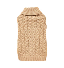 Temu Twist Cable Knit Dog Sweater - Dark Khaki - XS