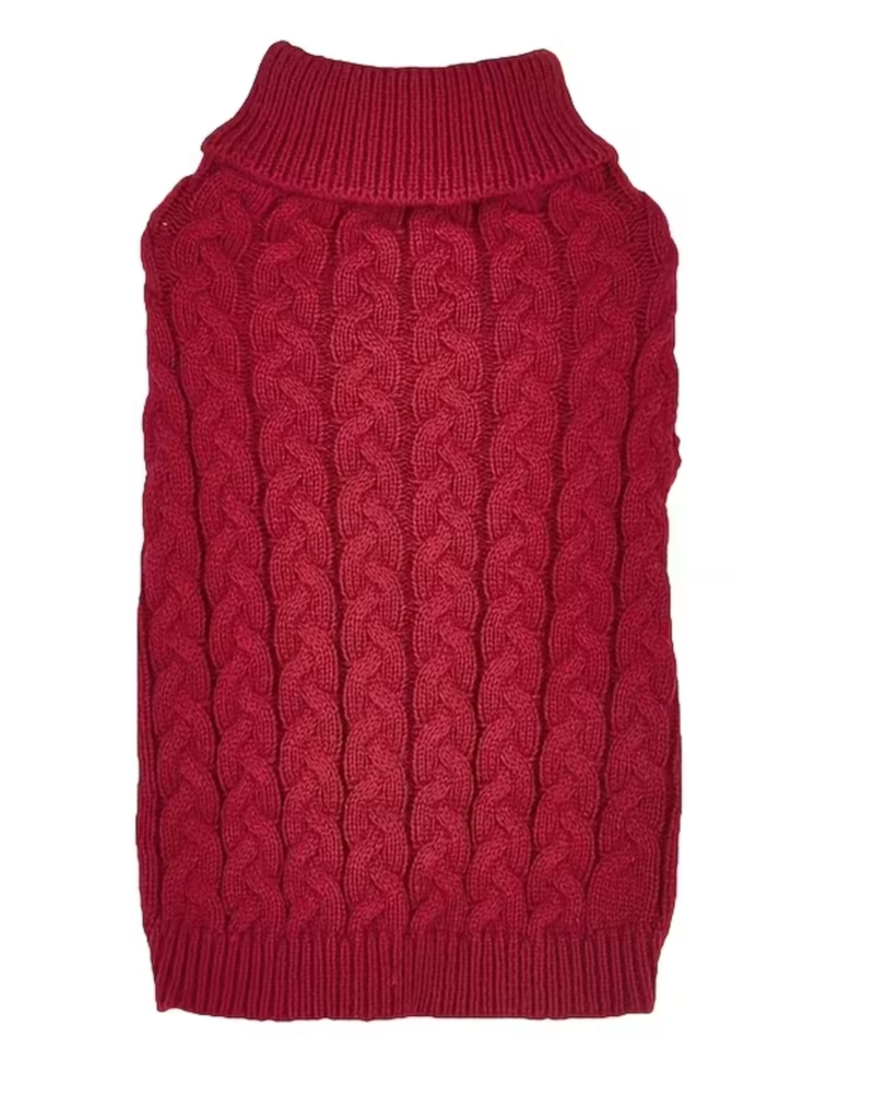 Temu Twist Cable Knit Dog Sweater - Crimson - XL
