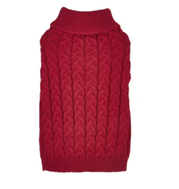 Temu Twist Cable Knit Dog Sweater - Crimson - XS