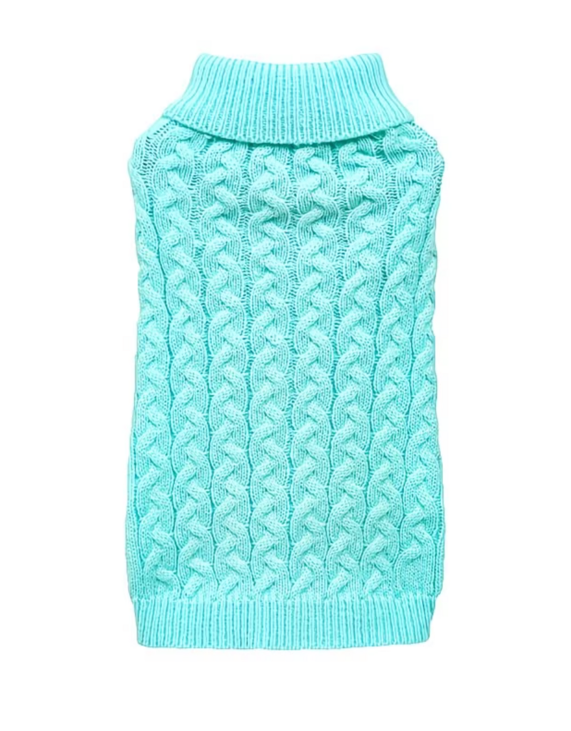 Temu Twist Cable Knit Dog Sweater - Lake Blue - MD
