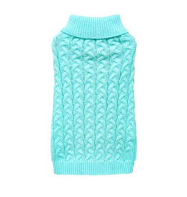 Temu Twist Cable Knit Dog Sweater - Lake Blue - XS