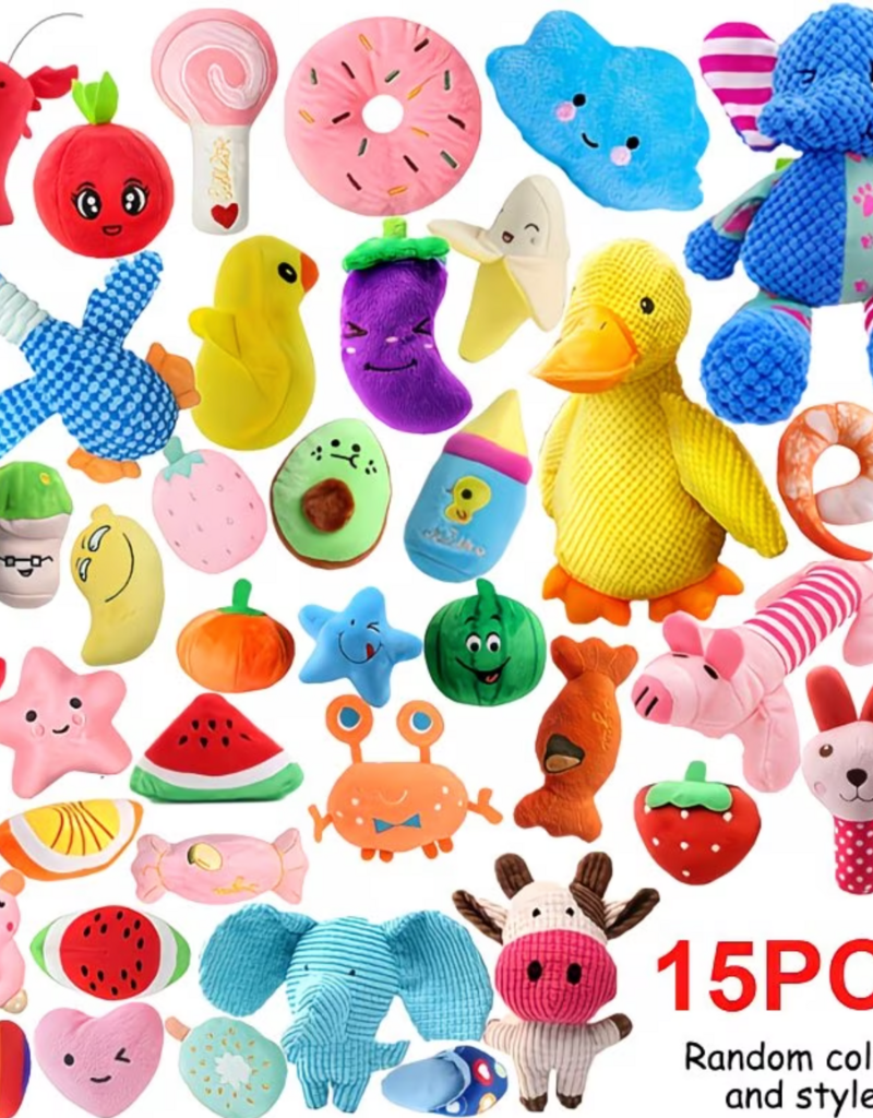 Temu Assorted Plush Squeaky Toys for Small Dogs 1pc.