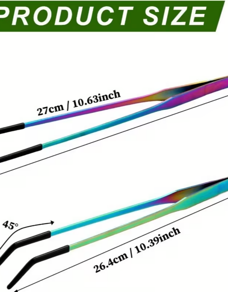 Temu Stainless Steel Feeding Tongs with Rubber Tip 10.6" - Assorted Colours 1pc