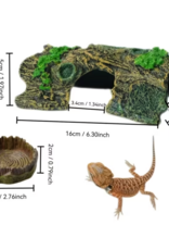 Temu Reptile Habitat Kit - Tree Stump & Water Bowl
