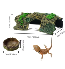 Temu Reptile Habitat Kit - Tree Stump & Water Bowl