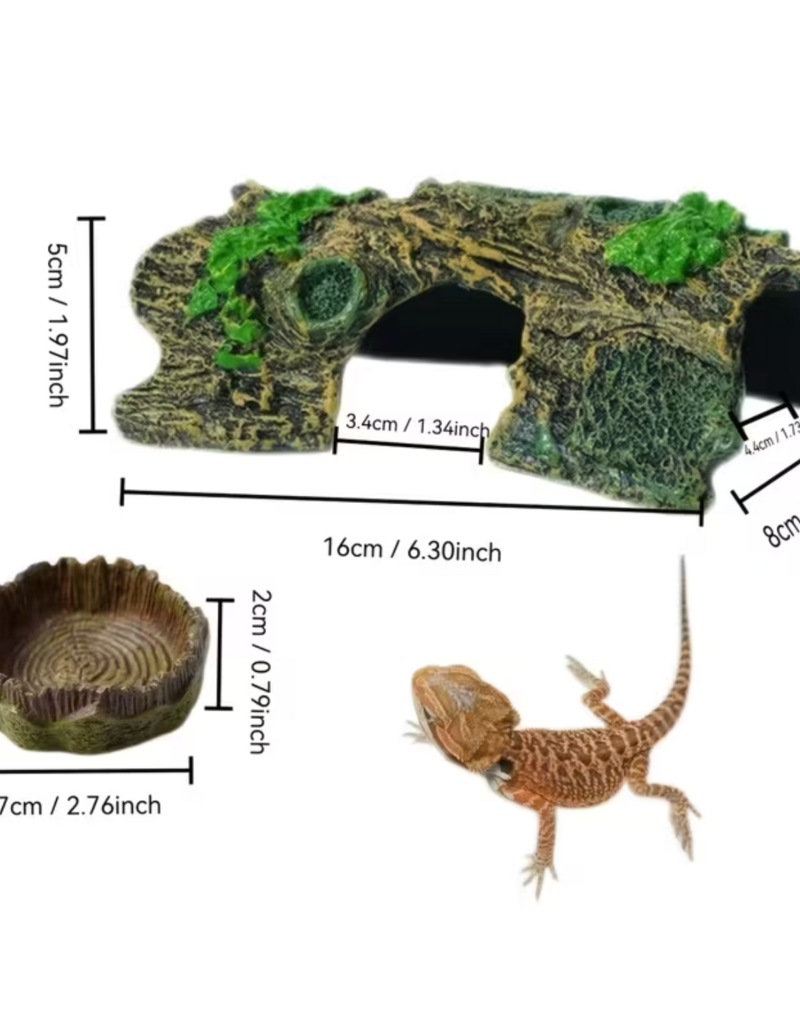 Temu Reptile Habitat Kit - Tree Stump & Water Bowl