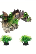 Temu Stone Arch Bridge & Plants - Aquarium Decoration 3pc Kit