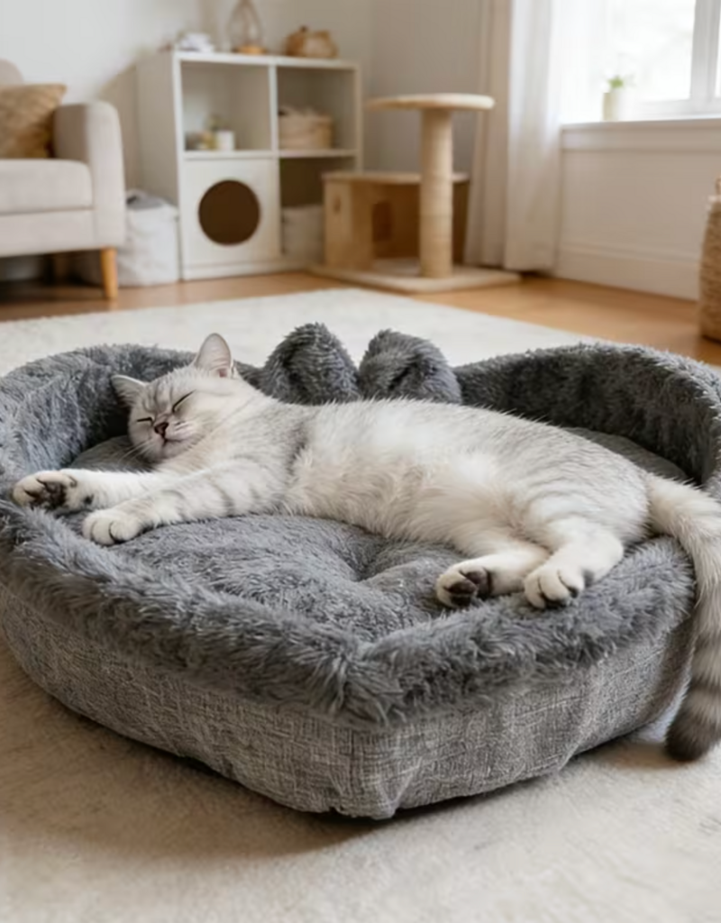 Temu Cozy Heart Shaped Cat Bed - Large