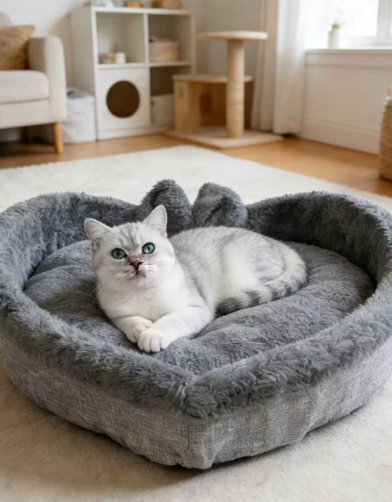 Temu Cozy Heart Shaped Cat Bed - Medium