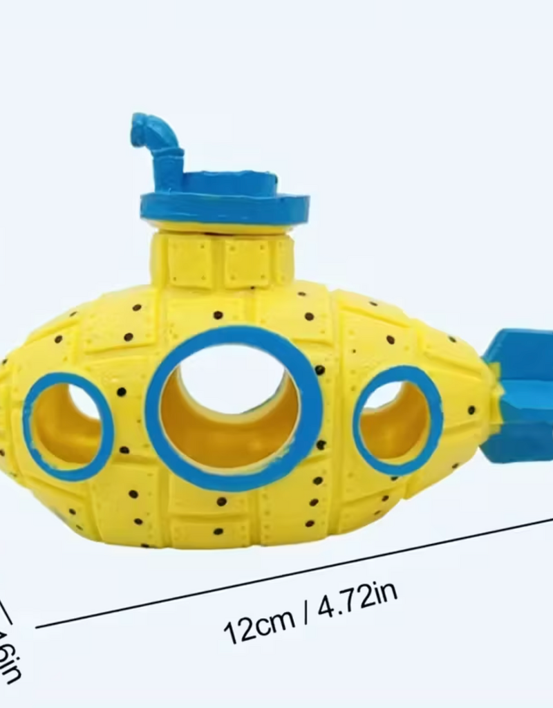 Temu Submarine Aquarium Ornament - Yellow & Blue