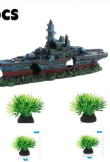Temu Shipewreck & Plants - Aquarium Decoration